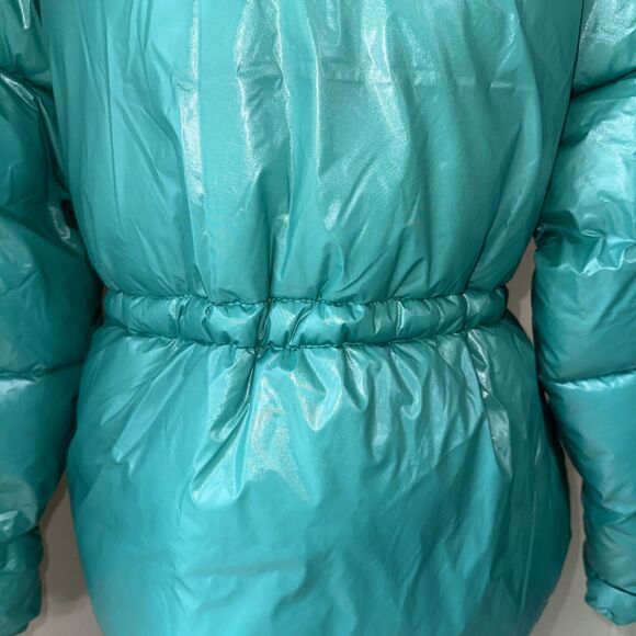 A New Day Women's Green Mid Length Puffer Coat Zip Snap Collared Size Large EUC - Picture 9 of 16